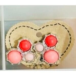 Silver Orange Pierced Earrings Tricolored